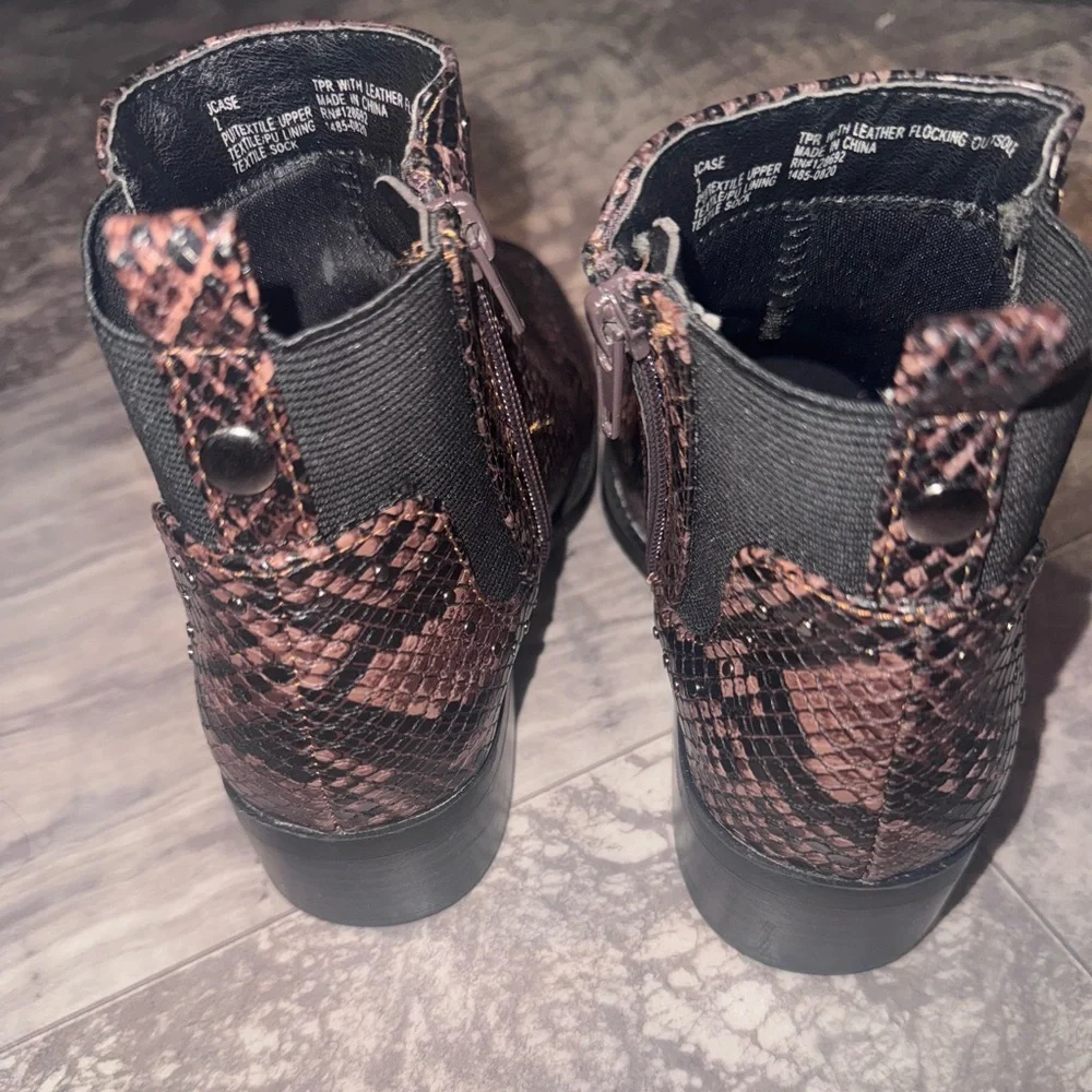 Steve Madden JCase Girls Snakeskin Chelsea Ankle Boots Brown Black Size 2